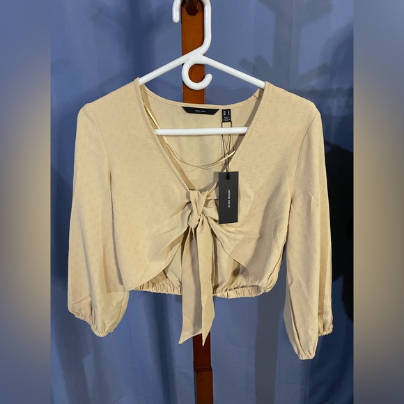 NWT Vero Moda Grit 3/4 Knotted Crop Top sz M - Picture 3 of 6